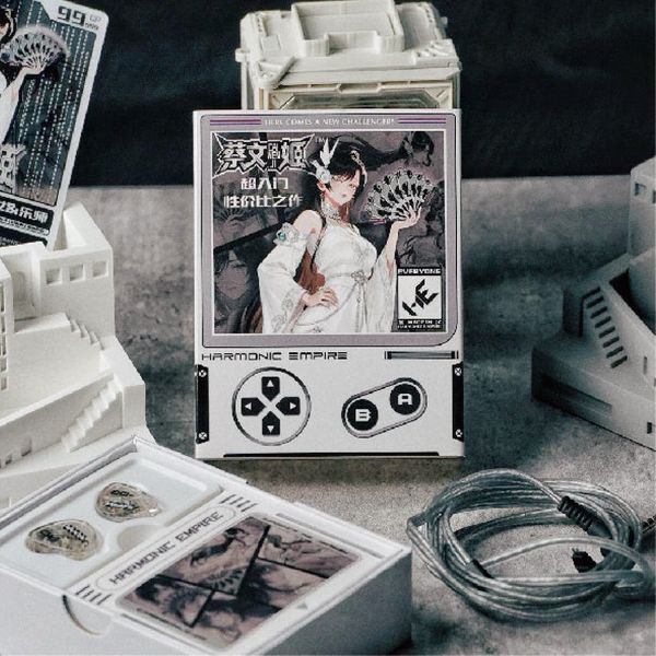 Упаковка TANGZU HE Cai Wenji White 3.5 mm, коробка з навушниками та кабелем